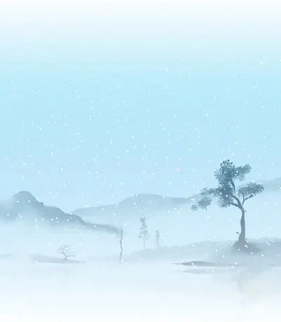 雪景色の暖簾「雪華ノ間」